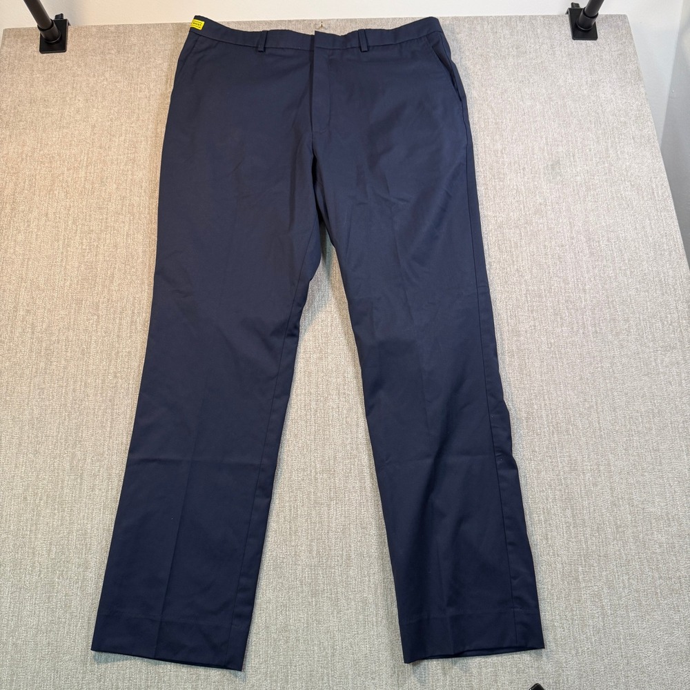 Claiborne Mens 38x32 Navy Blue Slim Fit Easy Care Comfort Waist Dress Pants